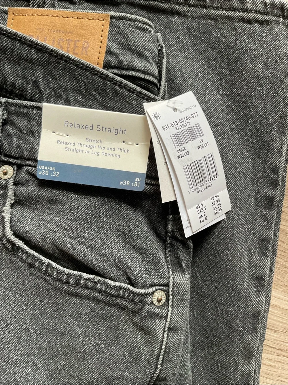 Hollister Men's Charcoal Straight Jeans